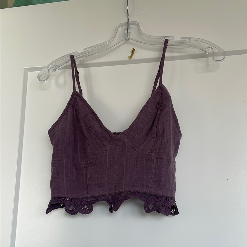 Purple Lace Trim Cami Top
